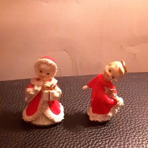 Pair of 40s Christmas angels figurines 4 3/8 "